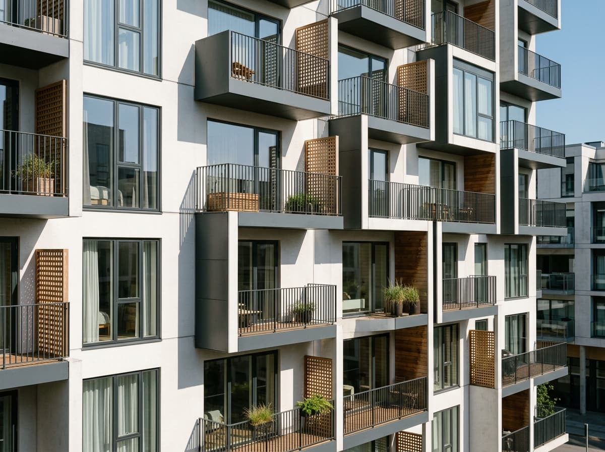 Rhythmic Balcony Grid Facade